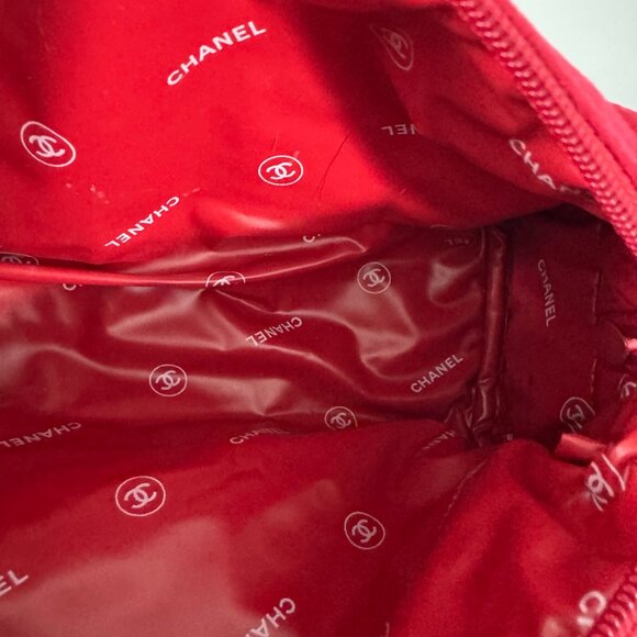 CHANEL Parfums Makeup Cosmetics Bag Pouch Travel Case, Red Velvet - Picture 11 of 13